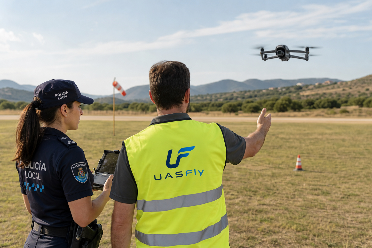 Prácticas STS-ES-NE con instructor de UASFLY y operadora de Policía Local