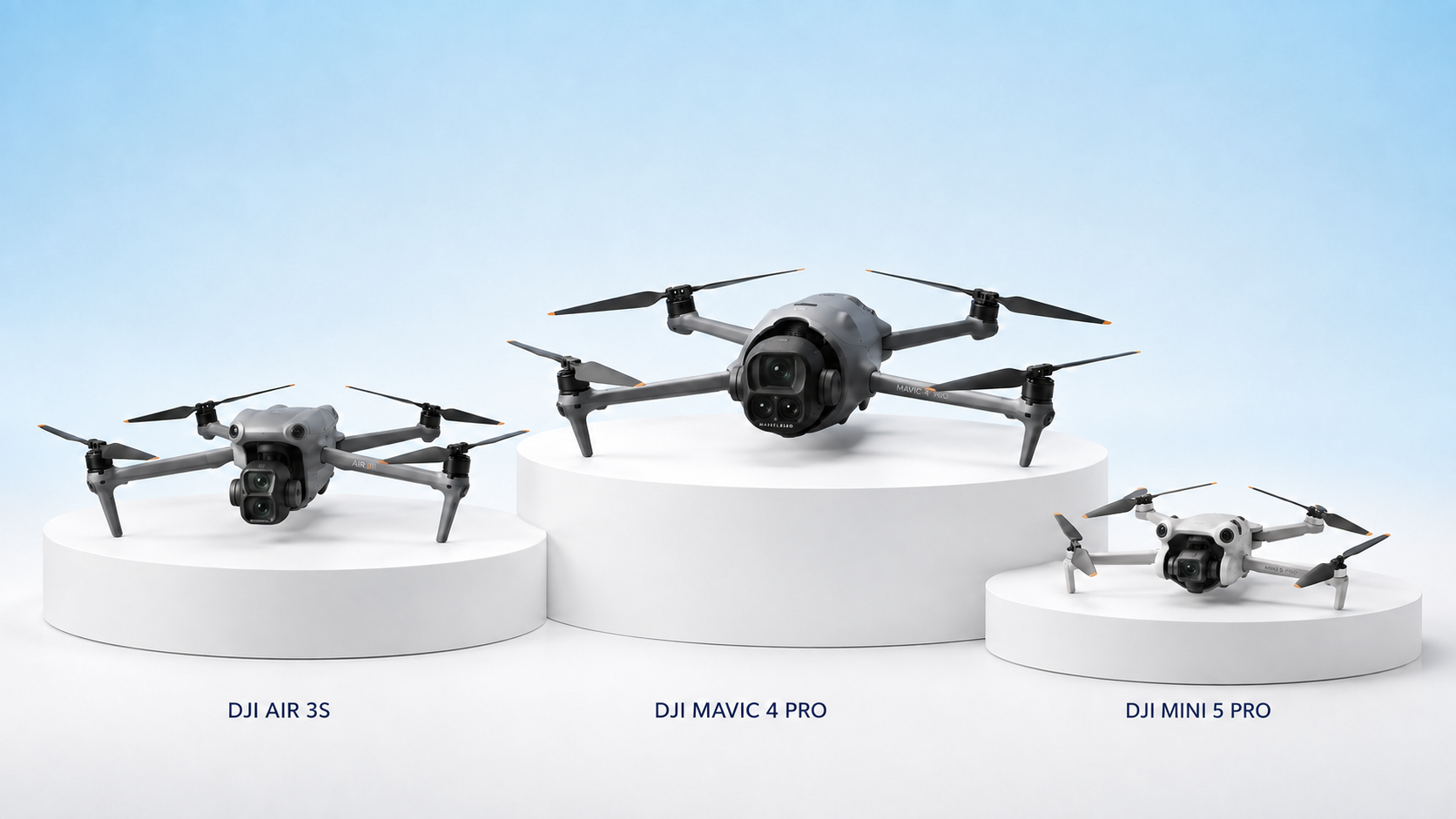 Aeronaves de escuela DJI Air 3S, Mavic 4 Pro y Mini 5 Pro